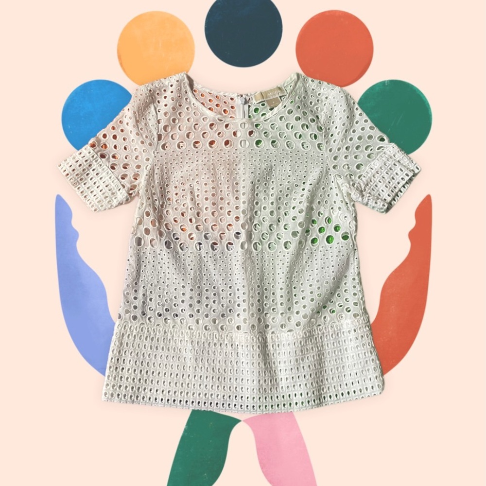 Michael Kors White Babydoll Eyelet Top